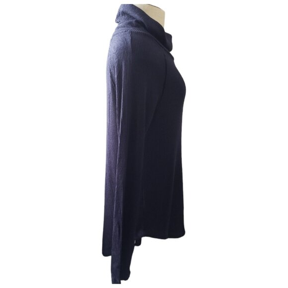 CT1758 Charlie B Navy Cowl Neck Ribbed Top P/S - Picture 4 of 5